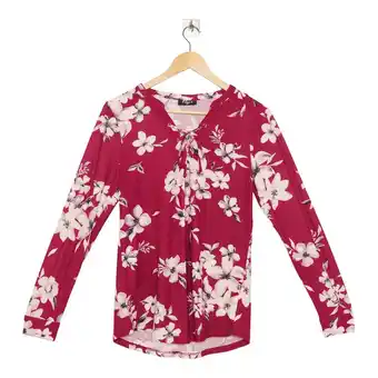 Giant Tiger Women's long sleeve lace-up eyelet top, red offer