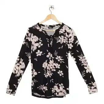 Giant Tiger Women's long sleeve lace-up eyelet top, black offer