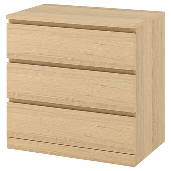 IKEA Malm 3-drawer chest, white stained oak veneer, 31 1/2x30 3/4 offer