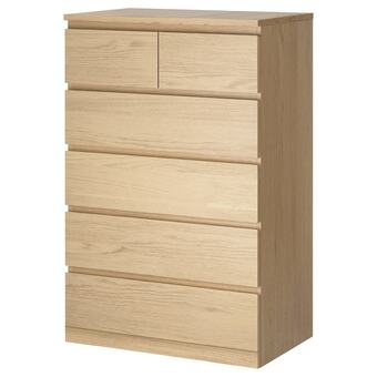 IKEA Malm 6-drawer chest, white stained oak veneer, 31 1/2x48 3/8 offer