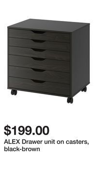 IKEA Alex drawer unit on casters, black-brown offer