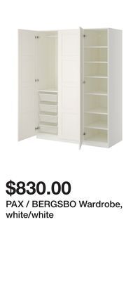 IKEA Pax / bergsbo wardrobe, white/white offer