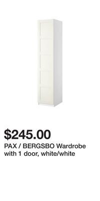 IKEA Pax / bergsbo wardrobe with 1 door, white/white offer