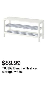 IKEA Tjusig bench with shoe storage, white offer