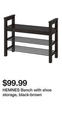 IKEA Hemnes bench with shoe storage, black-brown offer