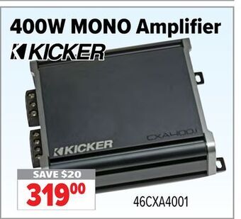 2001 Audio Video Kicker 400w mono amplifier offer