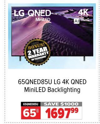 2001 Audio Video Lg 65 4k qned miniled backlighting tv offer