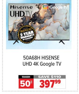 2001 Audio Video Hisense 50 uhd 4k google tv offer