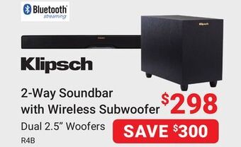 Visions Electronics Klipsch 2-way soundbar with wireless subwoofer offer