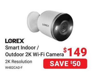 Visions Electronics Lorex smart indoor / outdoor 2k wi-fi camera offer