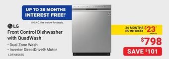 Visions Electronics Lg front control dishwasher with quadwash offer