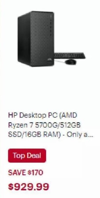 Best Buy HP Desktop PC (AMD Ryzen 7 5700G/512GB SSD/16GB RAM) offer
