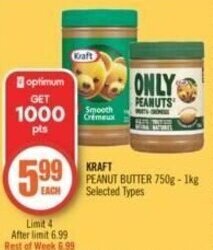 Shoppers Drug Mart KRAFT PEANUT BUTTER 750g-1kg offer