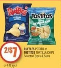 Shoppers Drug Mart RUFFLES POTATO or TOSTITOS TORTILLA CHIPS offer