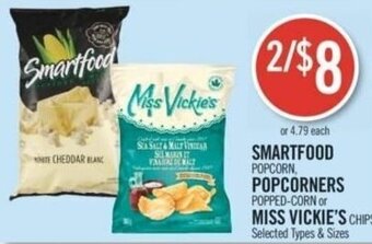 Shoppers Drug Mart SMARTFOOD POPCORN. POPCORNERS POPPED-CORN or MISS VICKIE'S CHIPS offer