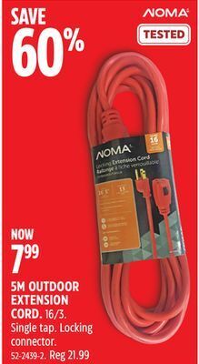Canadian Tire Noma 5m outdoor extension cord offer