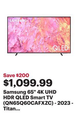 Best Buy Samsung 65 4k uhd hdr qled smart tv (qn65q60cafxzc) - 2023 - titan grey offer