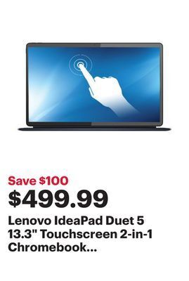Best Buy Lenovo ideapad duet 5 13.3 touchscreen 2-in-1 chromebook (snapdragon sc7180/128gb ssd/4gb ram/chrome os) offer