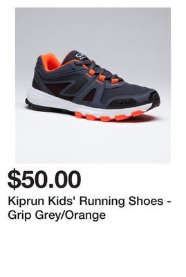 Kiprun kids' running shoes - grip grey/orange