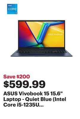 Best Buy Asus vivobook 15 15.6 laptop - quiet blue (intel core i5-1235u /512gb ssd/8gb ram/windows 11) offer
