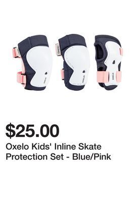 Decathlon Oxelo kids' inline skate protection set - blue/pink offer
