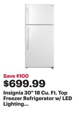 Best Buy Insignia 30 18 cu. ft. top freezer refrigerator w/ led lighting (ns-rtm18wh8q) -white -only at best buy offer