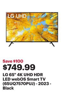 Best Buy Lg 65 4k uhd hdr led webos smart tv (65uq7570puj) - 2023 - black offer