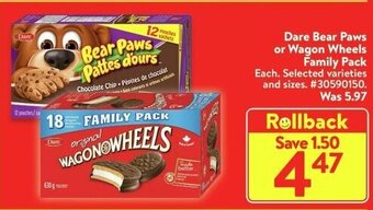 Walmart Dare Bear Paws or Wagon Wheels Family Pack offer