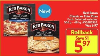 Walmart Red Baron Classic or Thin Pizza 506 g - 681 g offer