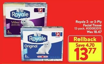 Walmart Royale 2 or 3 Ply Facial Tissue 12 pack offer