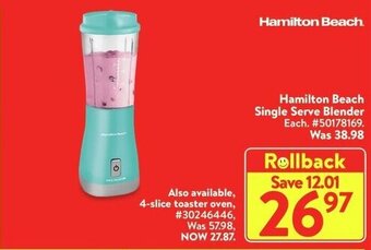 Walmart Hamilton Beach Single Serve Blender offer