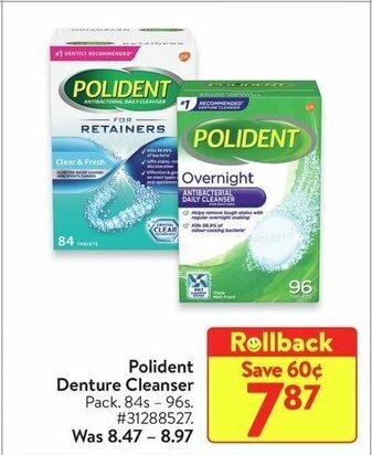 Walmart Polident Denture Cleanser 84s - 96s offer