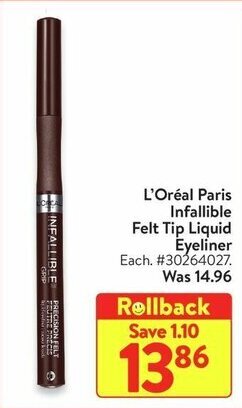 Walmart L'Oréal Paris Infallible Felt Tip Liquid Eyeliner offer