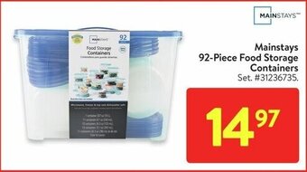 Walmart Mainstays 92 Piece Food Storage Containers offer