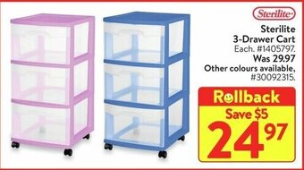 Walmart Sterilite 3-Drawer Cart offer