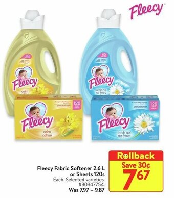 Walmart Fleecy Fabric Softener 2.6 L or Sheets 120s offer