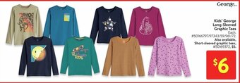 Walmart Kids' George Long-Sleeved Graphic Tees offer