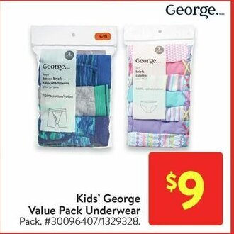 Walmart Kids' George Value Pack Underwear offer