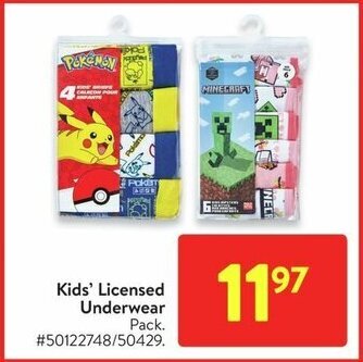Walmart Kids' Licensed Underwear offer