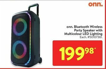 Walmart onn. Bluetooth Wireless Party Speaker with Multicolour LED Lighting offer