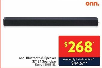 Walmart onn. Bluetooth 6-Speaker 37" 3.1 Soundbar offer