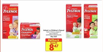 Walmart Infants' or Children's Tylenol offer