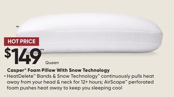 Sleep Country Casper foam pillow with snow technology offer