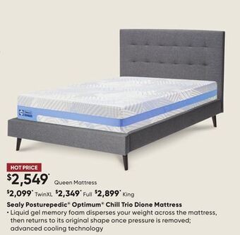 Sleep Country Sealy posturepedic optimum chill trio dione mattress offer