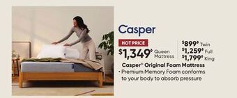Sleep Country Casper original foam mattress offer