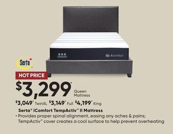 Sleep Country Serta icomfort tempactiv ii mattress offer