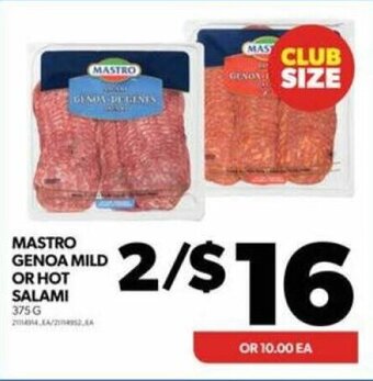 Real Canadian Superstore MASTRO GENOA MILD OR HOT SALAMI 375 G offer