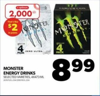 Real Canadian Superstore MONSTER ENERGY DRINKS 4 X 473 ML offer