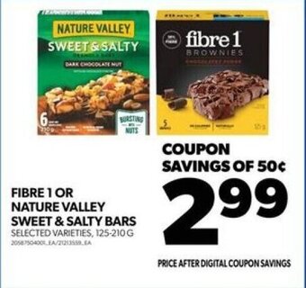 Real Canadian Superstore FIBRE 1 OR NATURE VALLEY SWEET & SALTY BARS 125-210 G offer