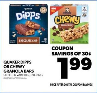 Real Canadian Superstore QUAKER DIPPS OR CHEWY GRANOLA BARS 120-156 G offer
